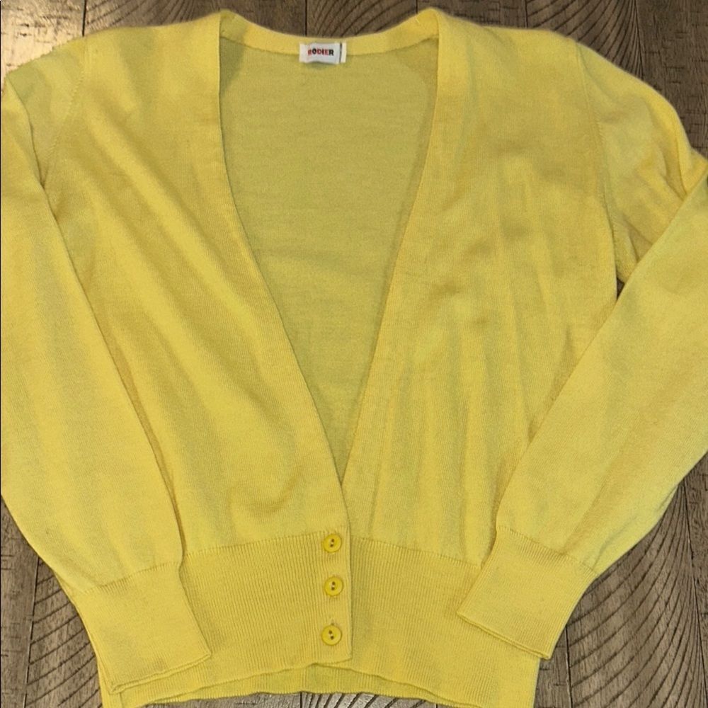 Rodier Luxury Made in France 🇫🇷 Women's Cardigan Sweater in Sunshine 🌞 Yellow.